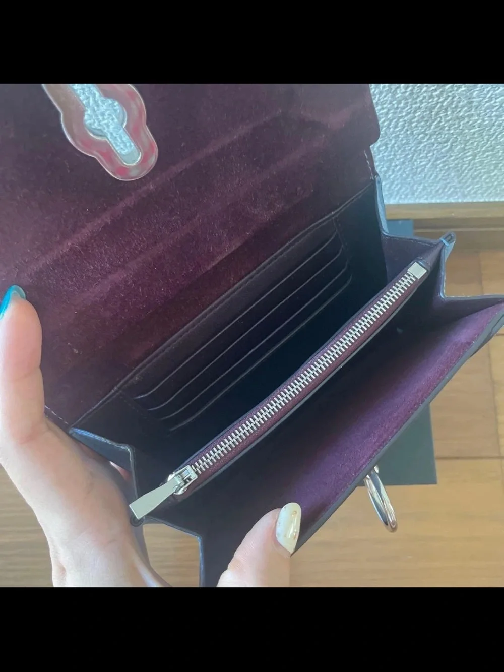 Mulberry Light Blue Pebbled Leather Wallet with Silver Hardware